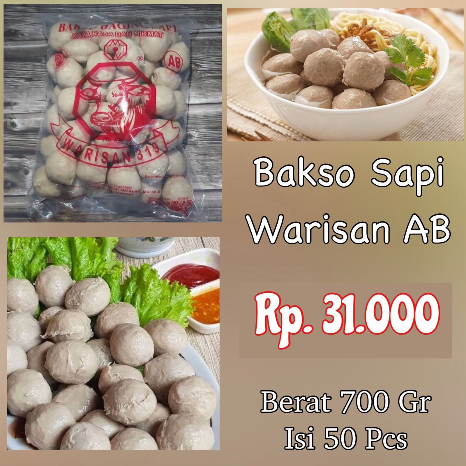 Bakso Sapi Warisan AB 50 Pcs